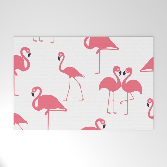 Tropical Bird Flamingos seamless pattern - Pink  Welcome Mat