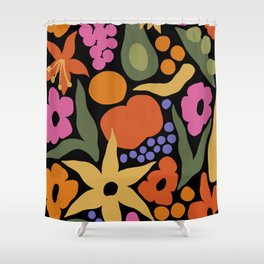 Larchmont Village Farmers Market Shower Curtain | Matisse, Cottagecore, Fruit, Retro, Floral, Flower, Graphicdesign, Boho, Groovy, 70S 