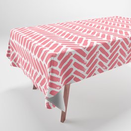 Painted Herringbone Stripe \\ Coral Tablecloth