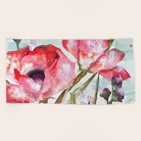 Poppies 05 Beach Towel