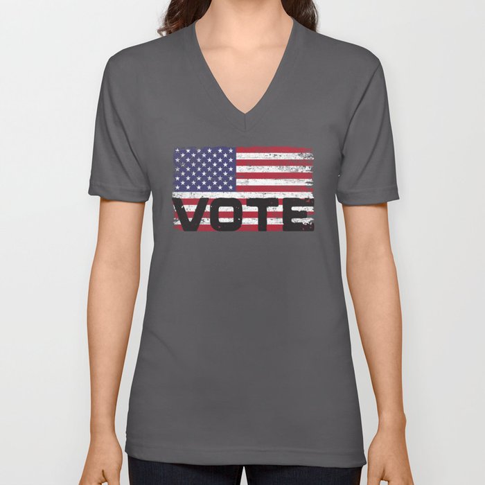 Vote American Flag V Neck T Shirt