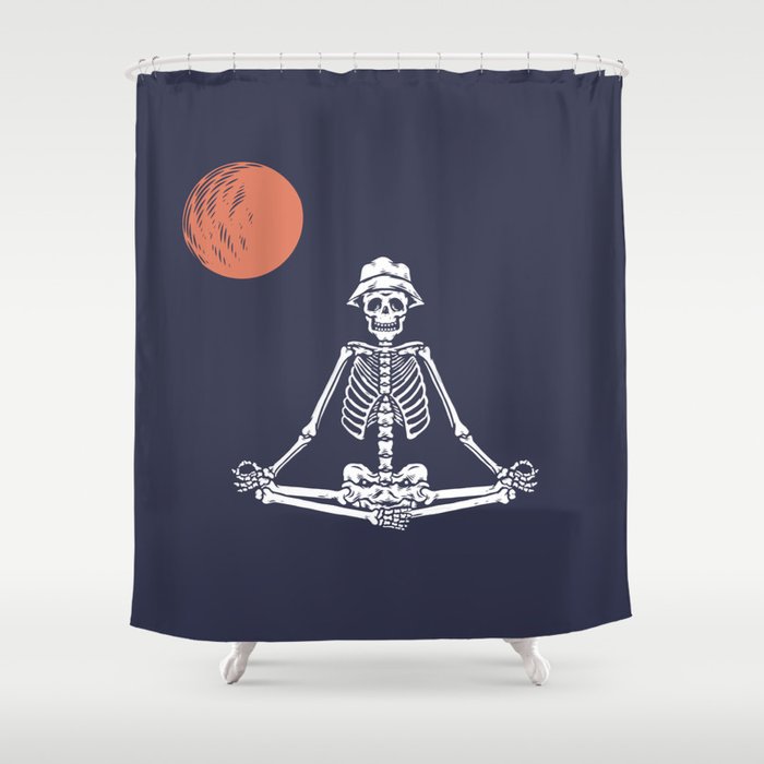 Relaxing Skeleton, hand drawing  illustration Shower Curtain