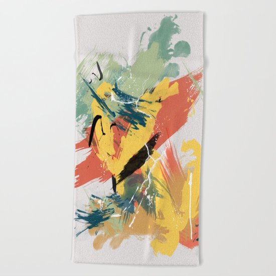 Intuitive Conversations, Abstract Mid Century Colors Beach Towel