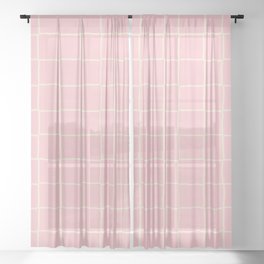 Blush Pink Checkered Tiles Sheer Curtain