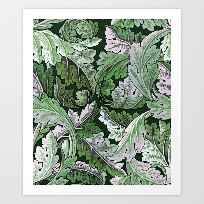 Art Nouveau William Morris Green Acanthus Leaves Art Print