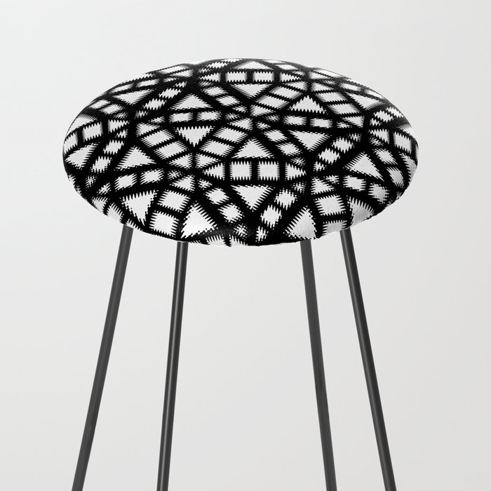 Black and White Pinwheel Pattern Illustration - Digital Geometric Artwork Counter Stool