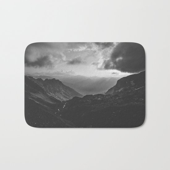Valley - black and white landscape photography Bath Mat