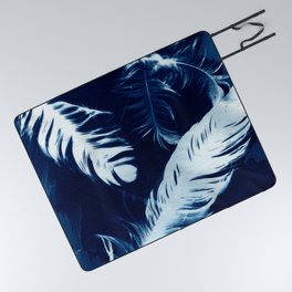 Cyanotype feathers Picnic Blanket
