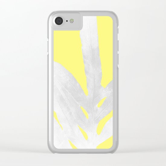 Green Fern on Lemon Yellow Inverted Clear iPhone Case