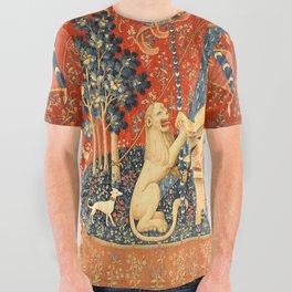 Lady and The Unicorn Medieval Tapestry All Over Graphic Tee