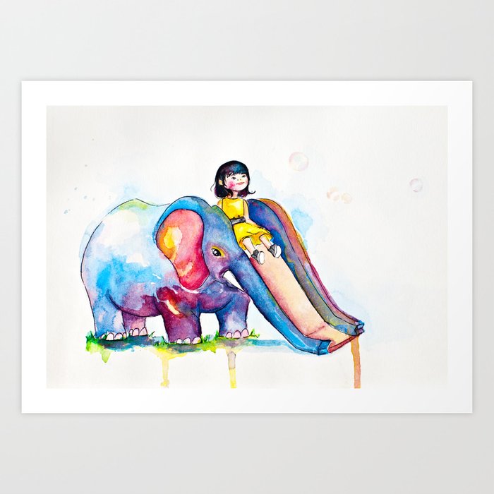 Elephant Slide Art Print