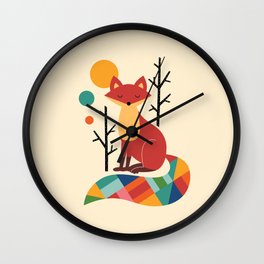 Rainbow Fox Wall Clock