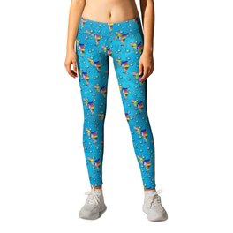 Colorful Shark with Bubbles on a Light Blue Background Leggings