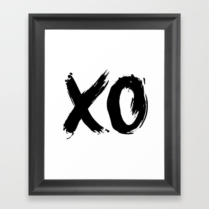 XOXO Hugs and Kisses black and white gift for her girlfriend bedroom art and home room wall decor Framed Art Print
