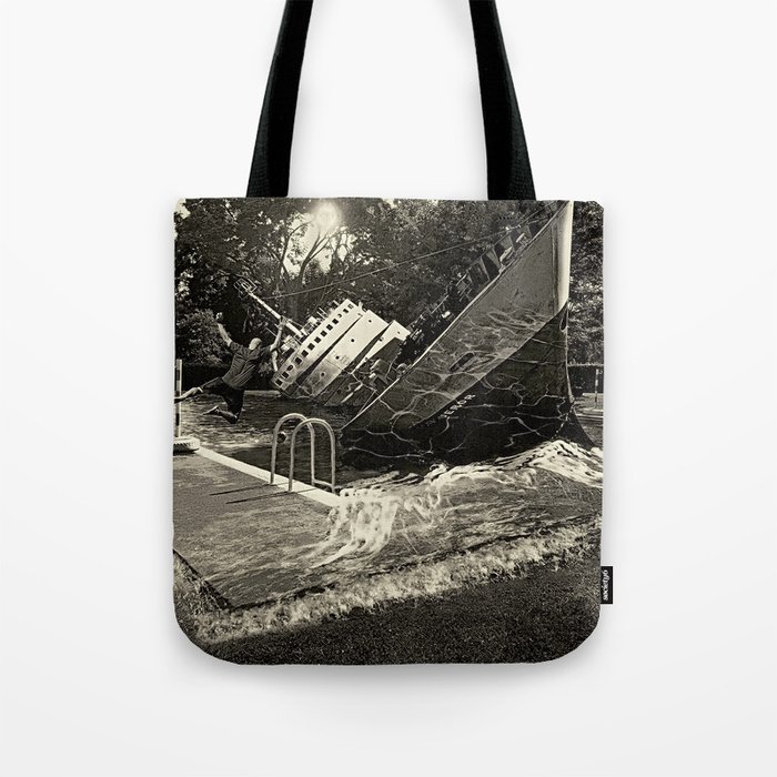Sinking into the Pool Black and White Tote Bag