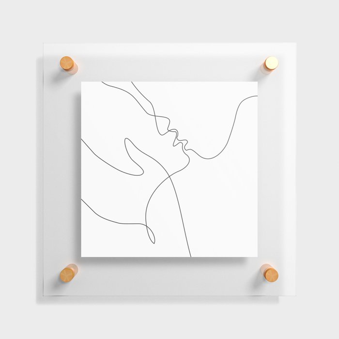 Line art drawing - minimalist kiss. Floating Acrylic Print