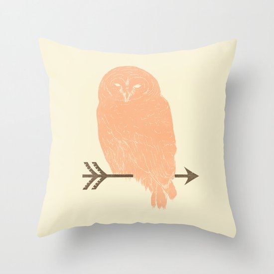 Owl and Arrow Throw Pillow