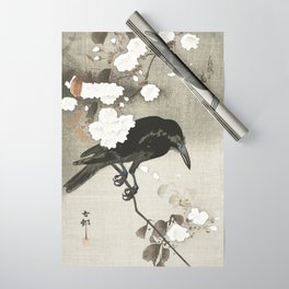 Raven on Cherry tree - Japanese vintage woodblock print Wrapping Paper