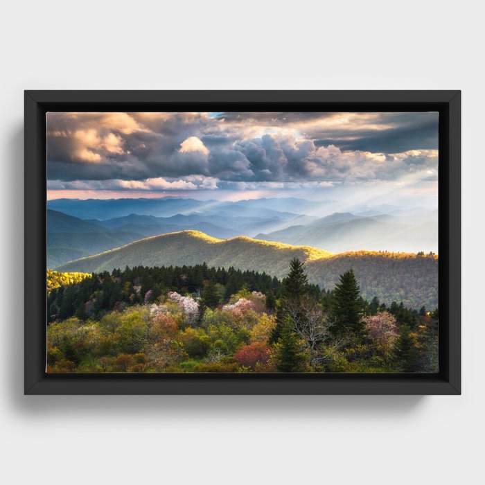 Blue Ridge Parkway NC Spring Mountains Scenic Landscape Photography Asheville North Carolina Framed Canvas