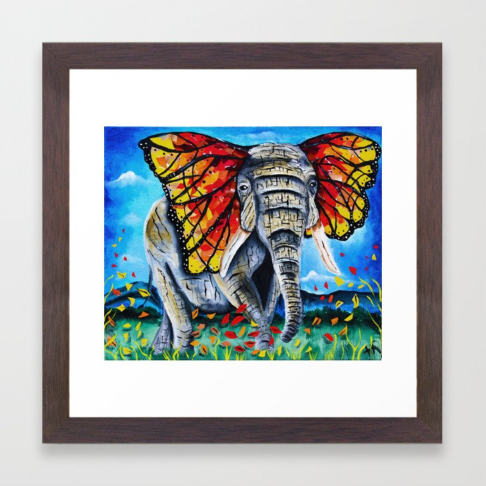 Elephant Painting Butterfly Monarch Fall Leaves Elephant
