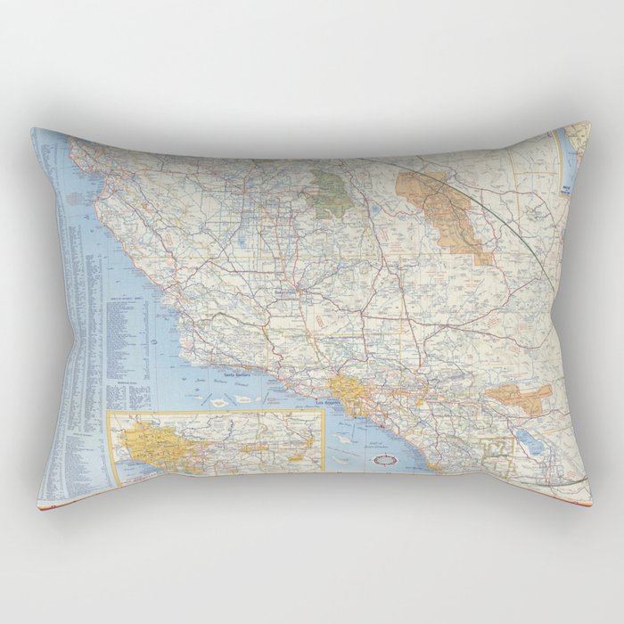 Highway Map of California - Vintage Illustrated Map-road map Rectangular Pillow