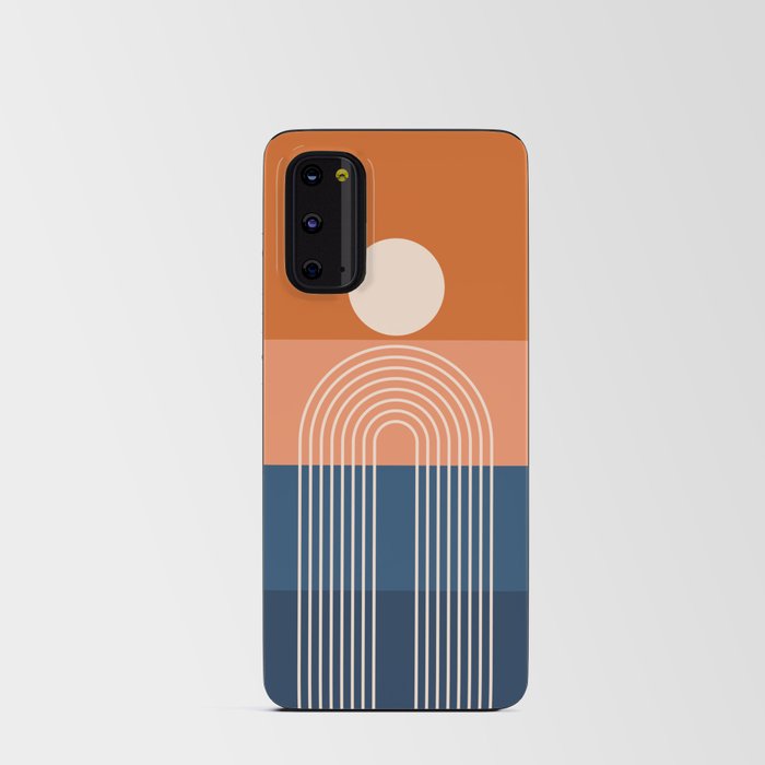 Geometric Rainbow Sun Abstract 8 in Navy Blue Orange Android Card Case