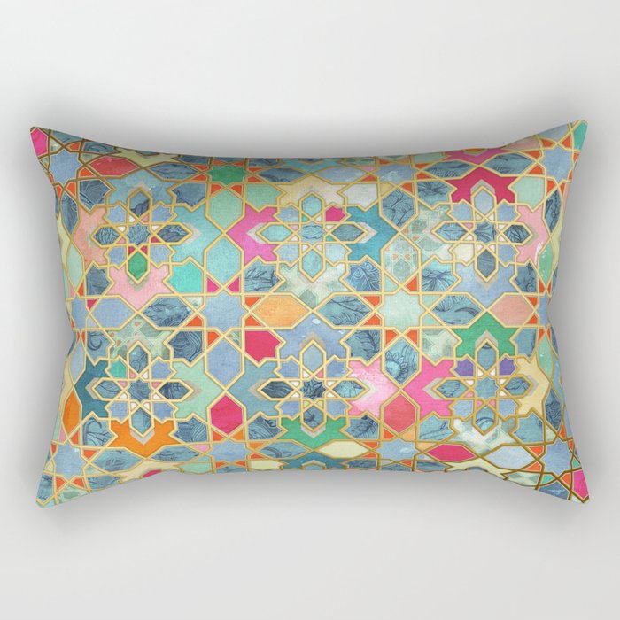 Gilt & Glory - Colorful Moroccan Mosaic Rectangular Pillow