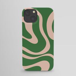 Retro Liquid Candy Swirl Abstract Pattern in Green and Blush Pink  iPhone Case