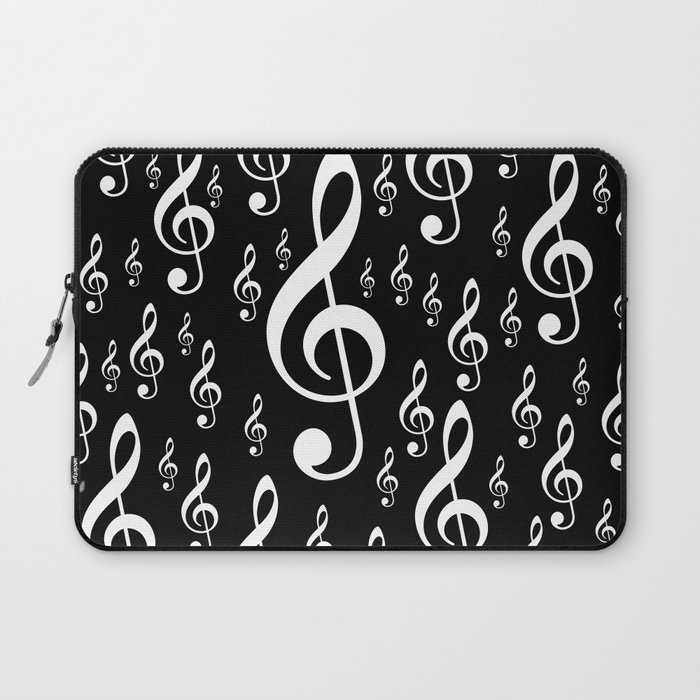 Clef Music Notes black and white Laptop Sleeve