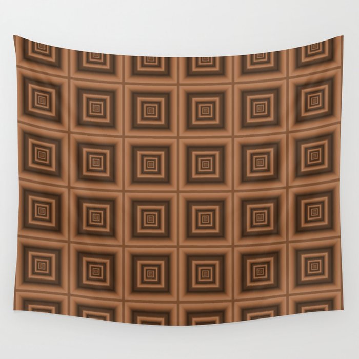 Milk Chocolate Bar Square Pattern Wall Tapestry