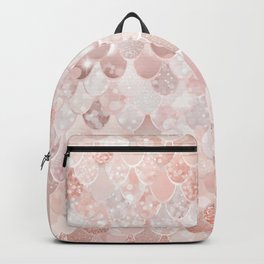 Mermaid Art, Blush Millennial Pink and Rose Gold Backpack