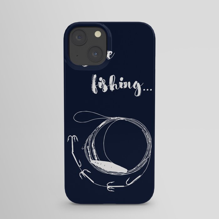 Gone fishing- illustration on marine blue iPhone Case