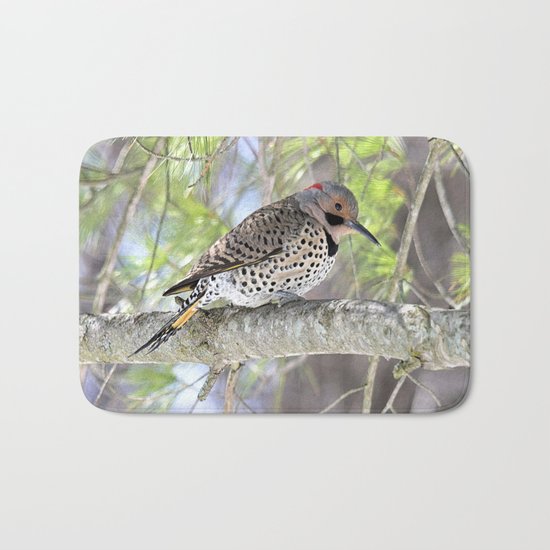 Northern Flicker Showing His Colors Bath Mat