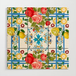 Italian,Sicilian art,majolica,tiles,Flowers Wood Wall Art