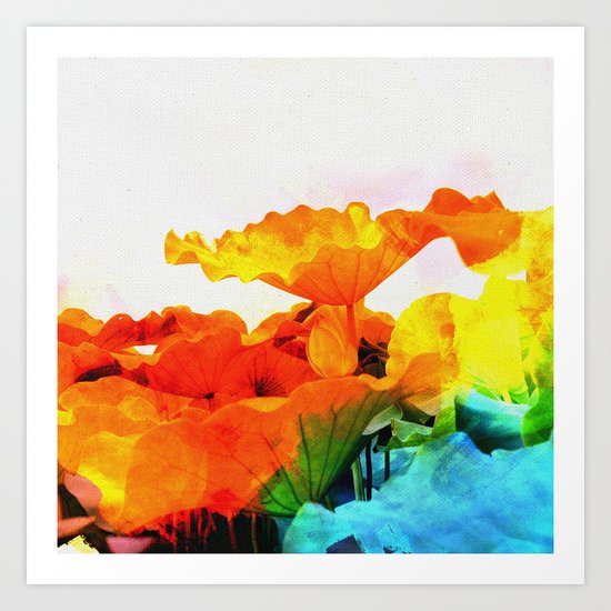 Enchanted Lotus Leaves Art Print