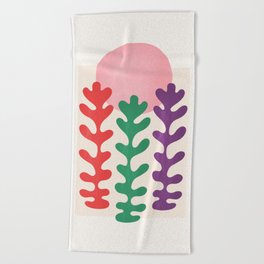 Pink Sun & Leaves: Matisse Paper Cutouts VII Beach Towel