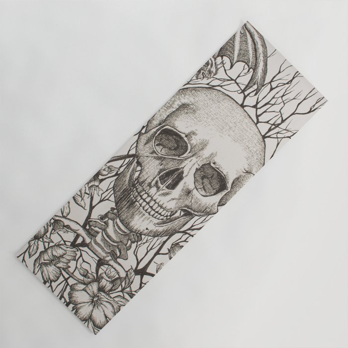Skull with Snake and Gargoyle Sketch Yoga Mat
