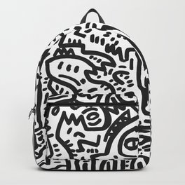 Graffiti Street Friends Black and White Doodle Backpack