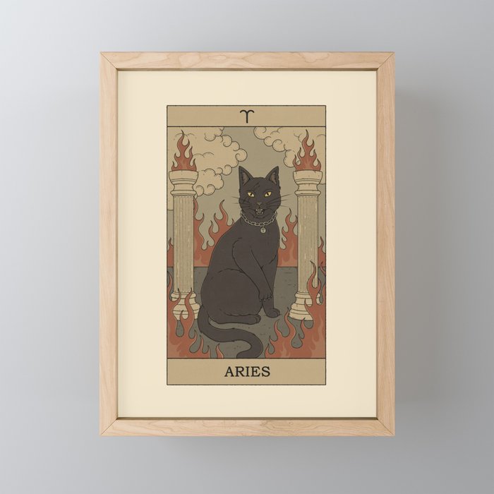 Aries Cat Framed Mini Art Print