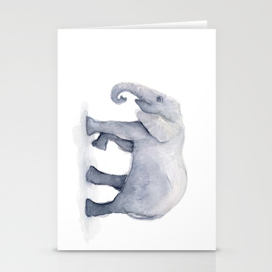 Elephant Watercolor Stationery Cards