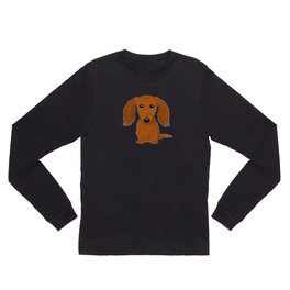 Cute Dog | Longhaired Red Dachshund Cartoon Long Sleeve T Shirt | Cutedog, Dacsund, Animal, Weenie, Doxie, Reddachshund, Cartoondog, Pets, Wienerdog, Daschund 
