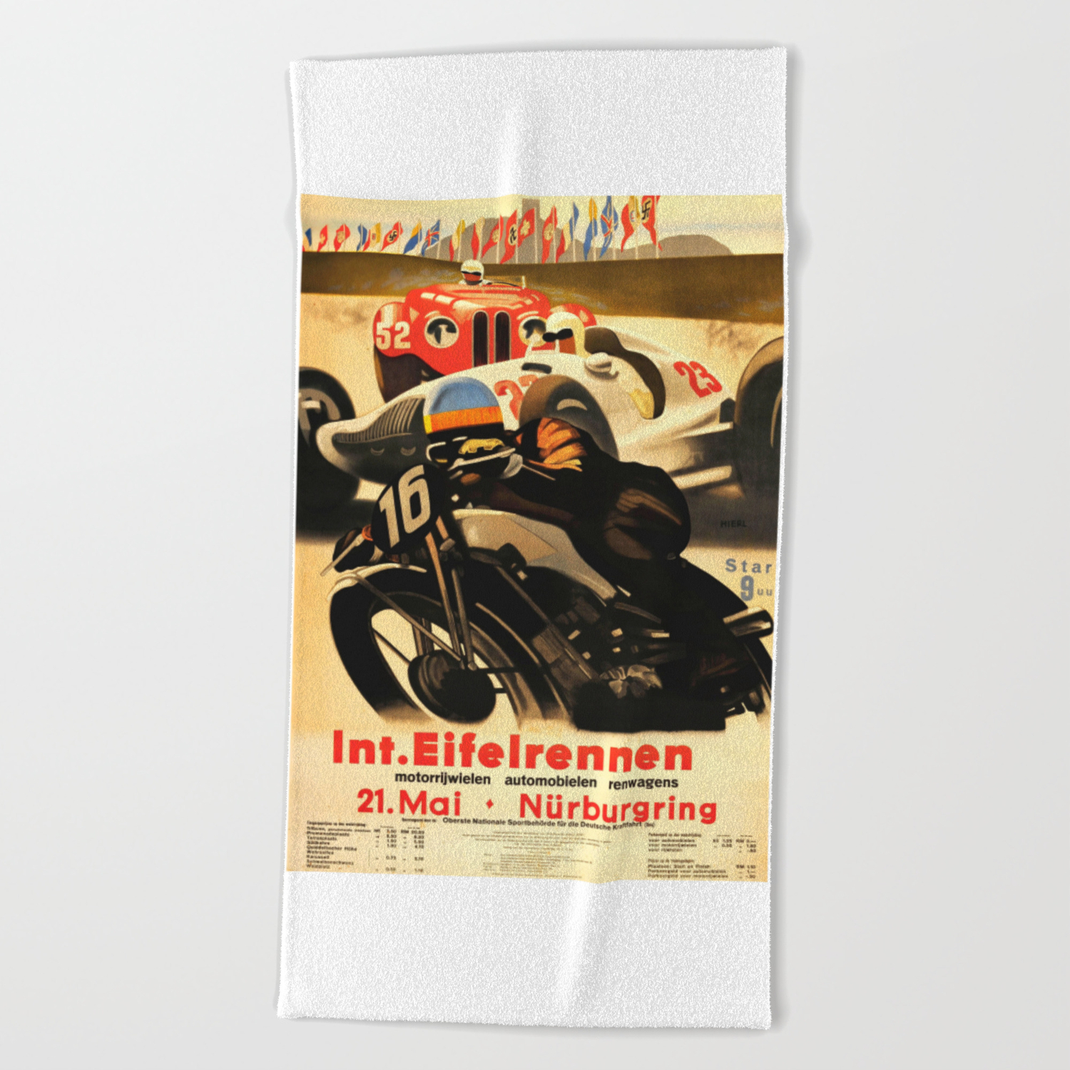 Nurburgring Race Vintage Poster Beach Towel By Alma Design Society6