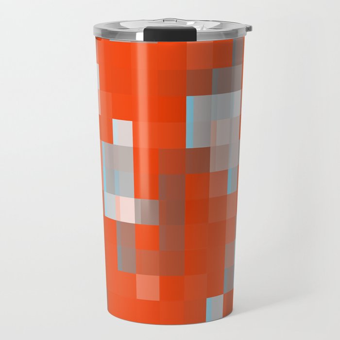 geometric pixel square pattern abstract background in orange blue Travel Mug