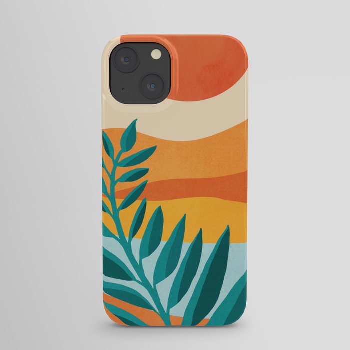 Mountain Sunset Colorful Landscape Illustration iPhone Case