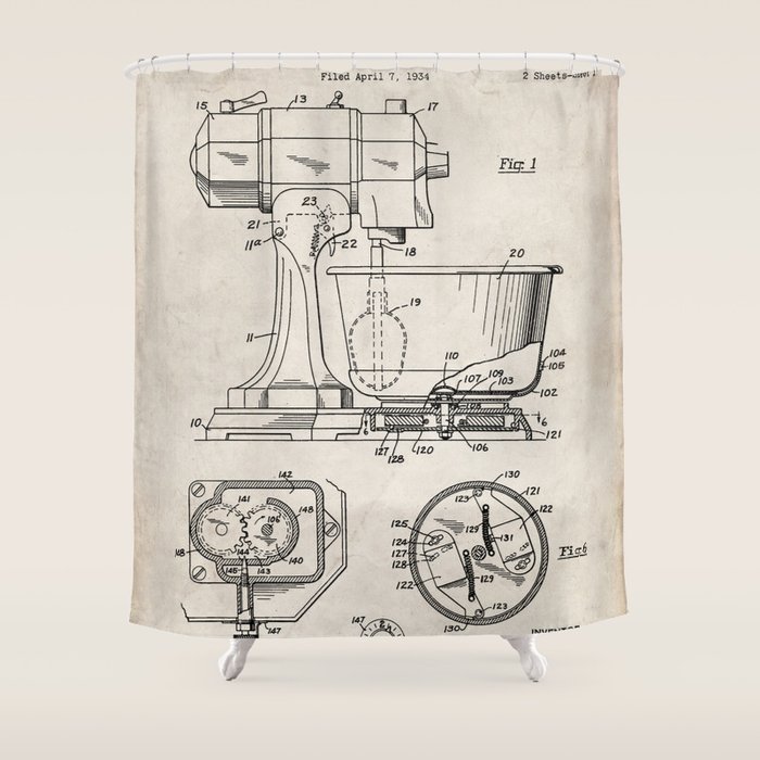 Kitchen Mixer Patent Chef Food Mixer Art Antique Shower