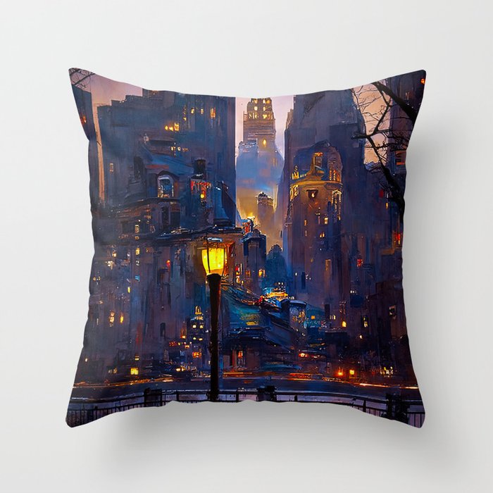 Nights of New York City Throw Pillow