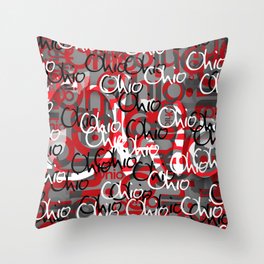 Ohio Scarlett & Gray Day Throw Pillow