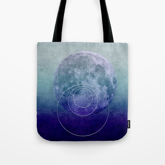 Blue Moon geometric circle mixed media Tote Bag