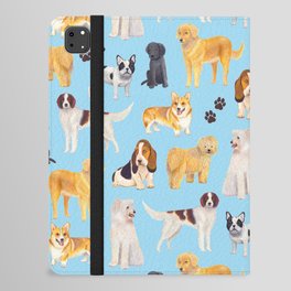 Dogs Pattern (Blue) iPad Folio Case