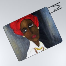 Rare African American Portrait of Aicha Goblet in a Red Hat by Amedeo Modigliani Picnic Blanket